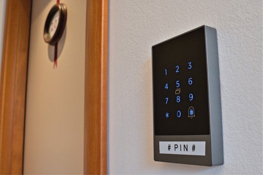 Lo schermo di accesso con PIN elettronico dell'hotel